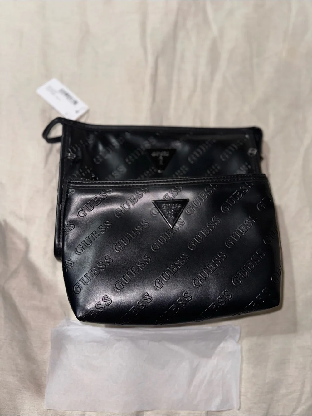 GUESS Black Logo Backpack with Matching Cosmetic Pouch NWT